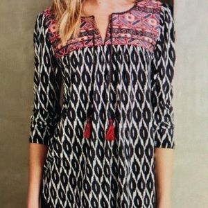 Anthropologie One September Embroidered Tassel Top